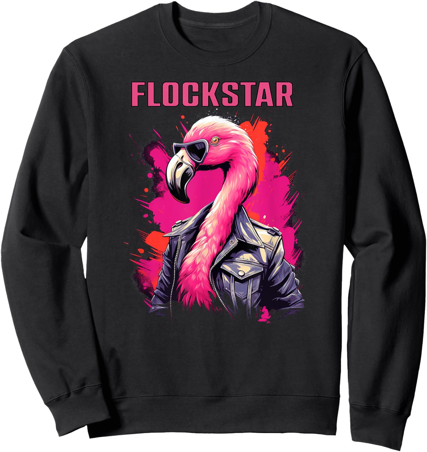 Cool Rockstar Flamingo Sweatshirt - Sweatshirt | Black
