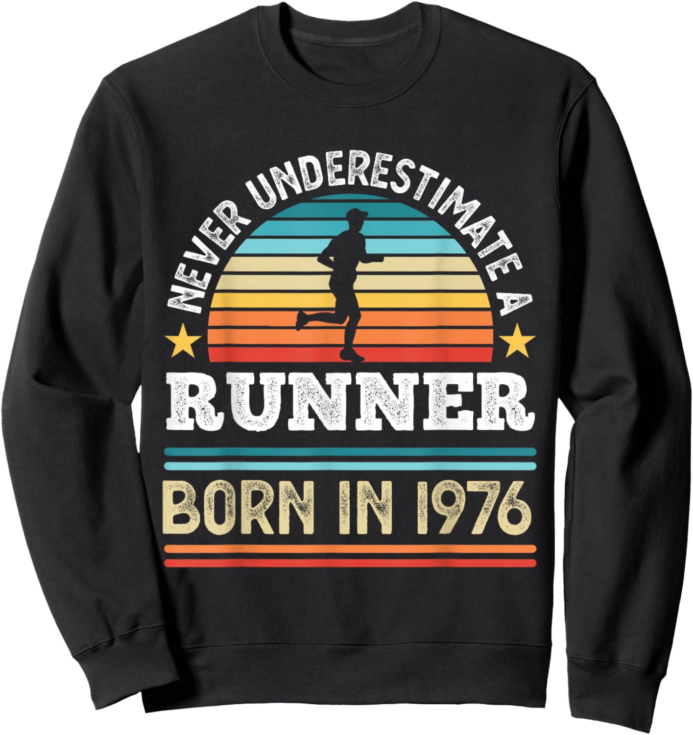 Runner born in 1976 50th Birthday Running Gifts Dad Sweatshirt - Sweatshirt | Black
