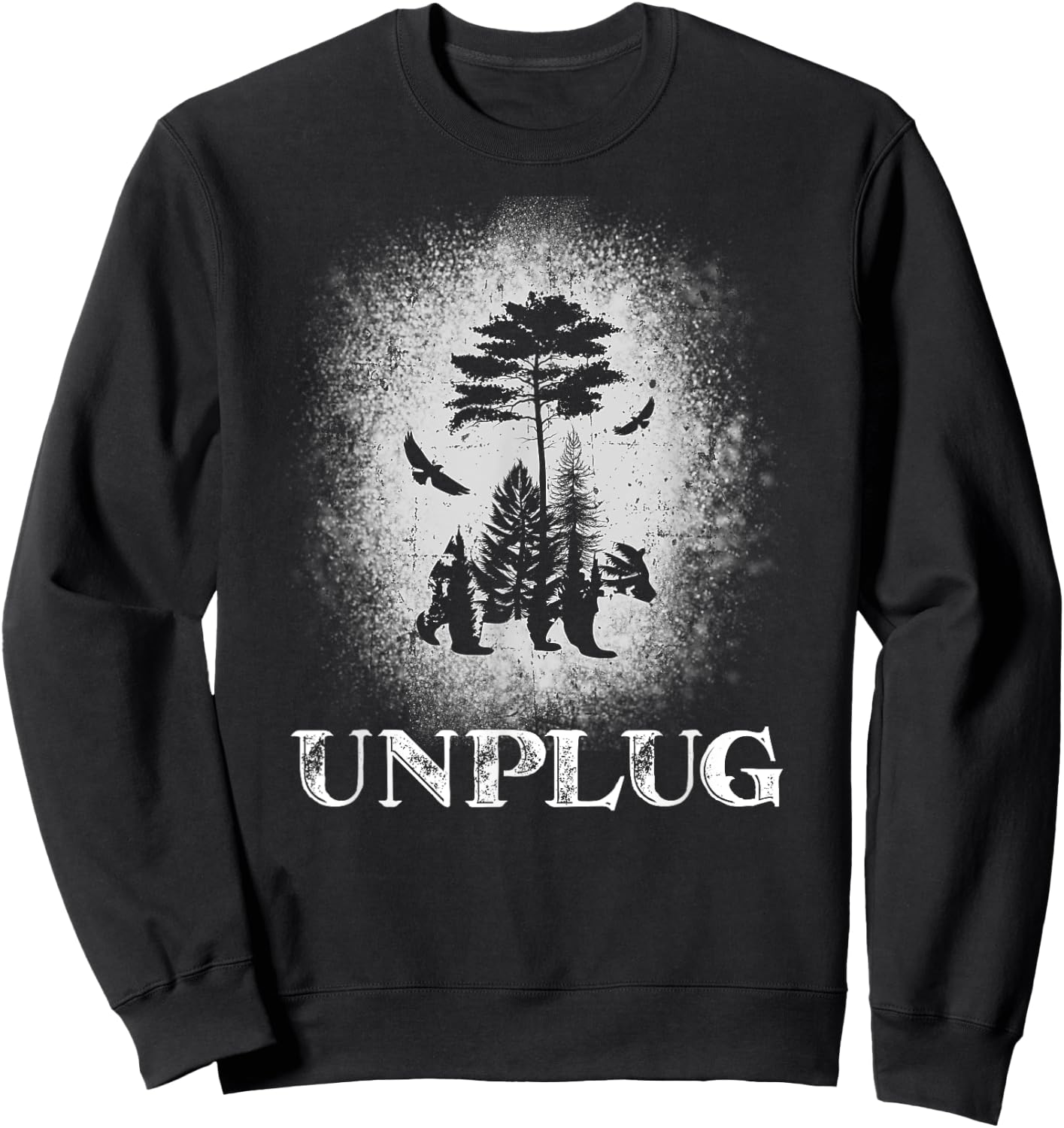 Unplug. Hiking Apparel Hiker Hiking Outdoor Sweatshirt - Sweatshirt | Black