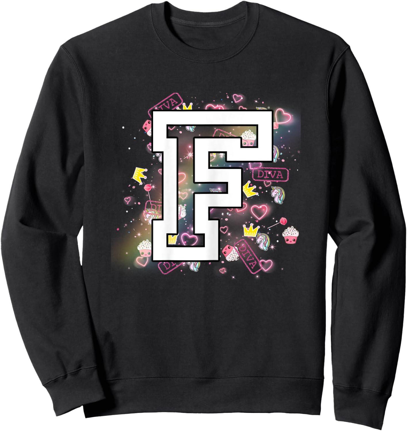 Kids Letter F Clothing For a Girl Who's Name Starts With F Sweatshirt - Sweatshirt | Black