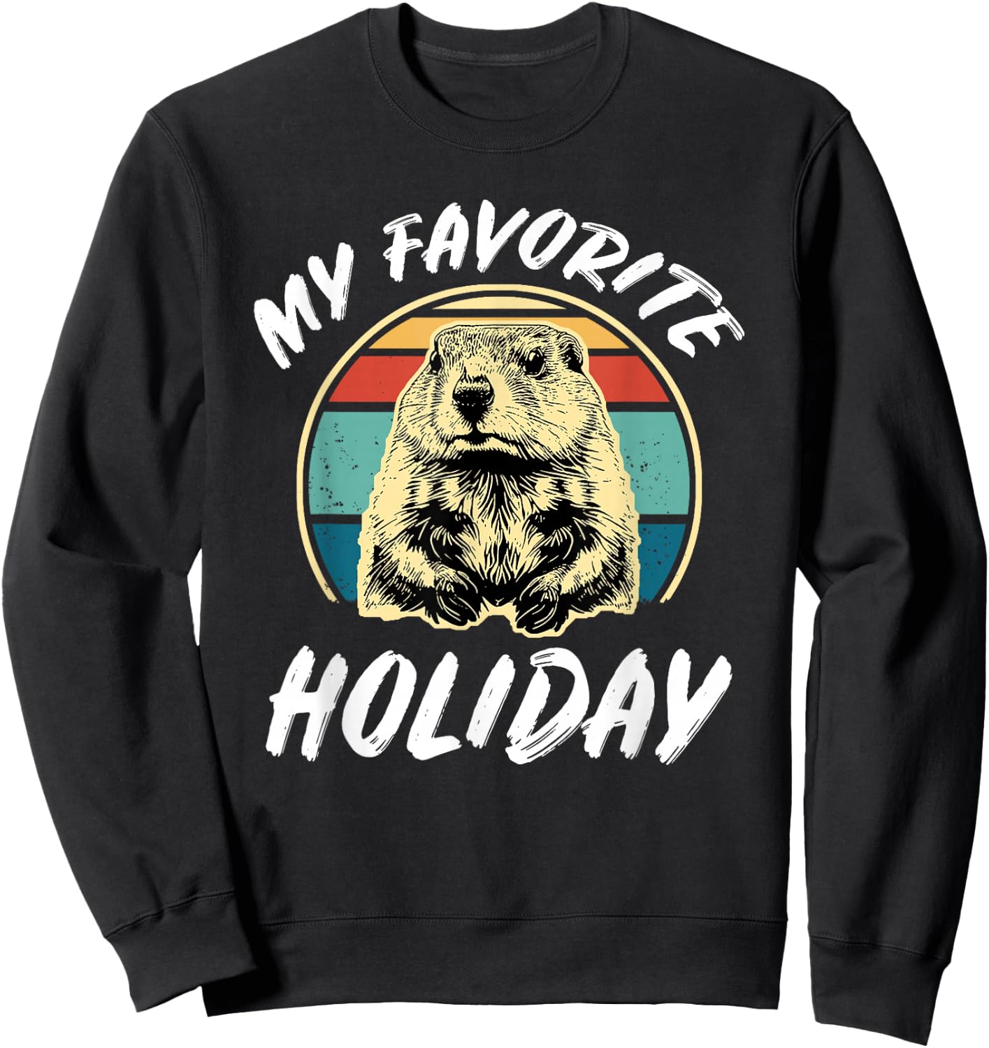 Vintage Retro Cute Groundhog Holiday | & Sweatshirt - Sweatshirt | Black