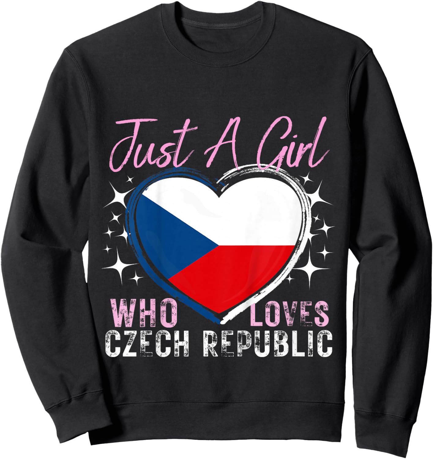Kids Just A Girl Who Loves Czech Republic Heart Flag for Girls Sweatshirt - Sweatshirt | Black