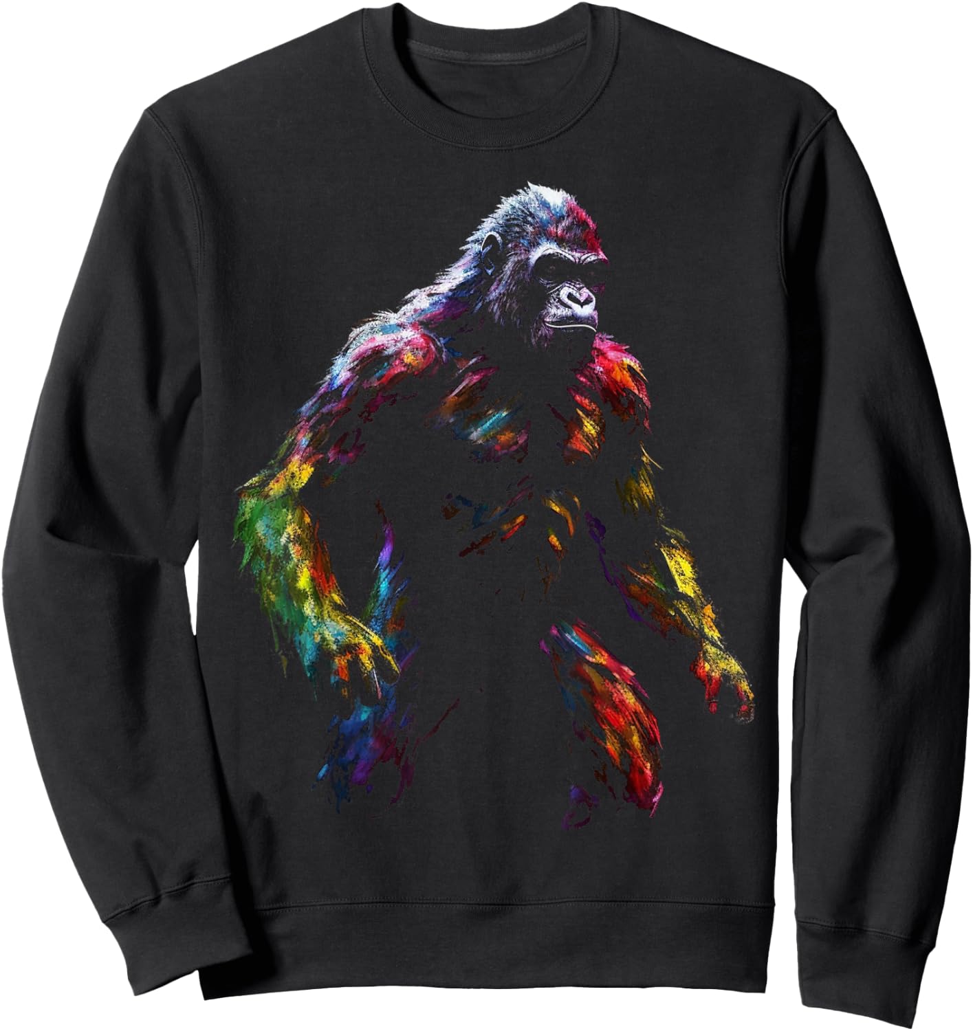 Gorilla Colourful Artwork - Animal Art Monkey Zoo Gorilla Sweatshirt - Sweatshirt | Black