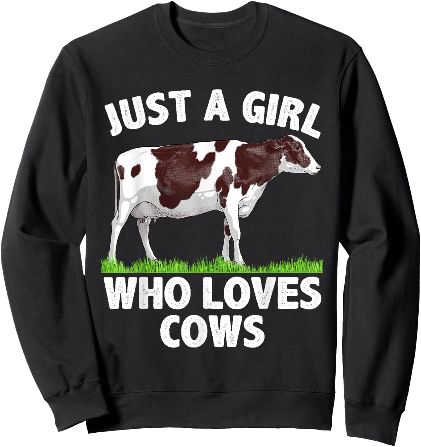 Cool Cow Design Girls Cow Lover Farmer Farm Animal Sweatshirt - Sweatshirt | Black