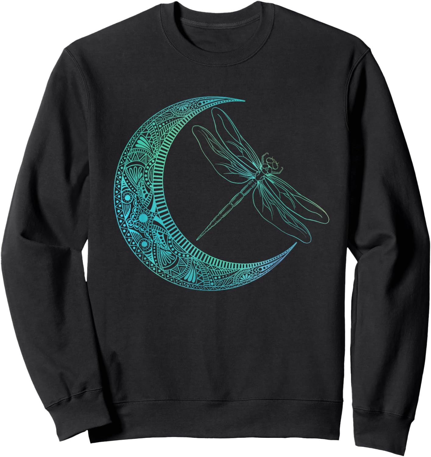 Crescent Moon And Dragonfly - Wildlife Insects Entomologist Sweatshirt - Sweatshirt | Black