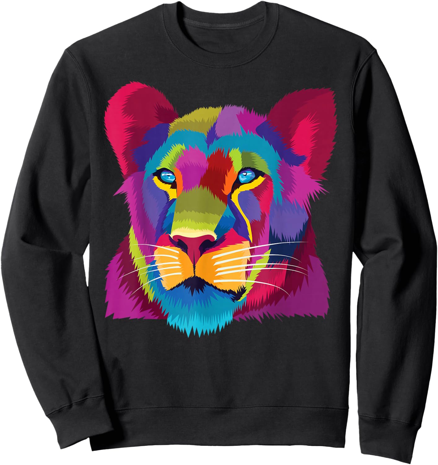 colorful cute lioness Female Lion Face art for lover African Sweatshirt - Sweatshirt | Black