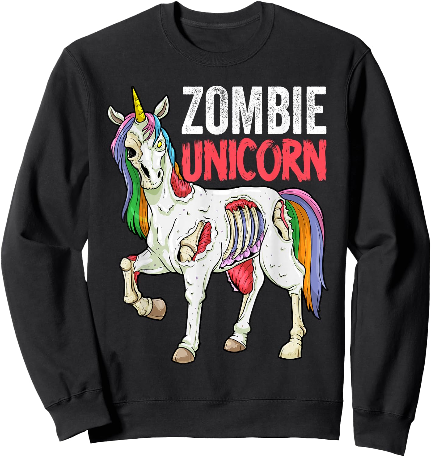 Zombie Unicorn Zombiecorn Halloween Costume Scary Undead Sweatshirt - Sweatshirt | Black