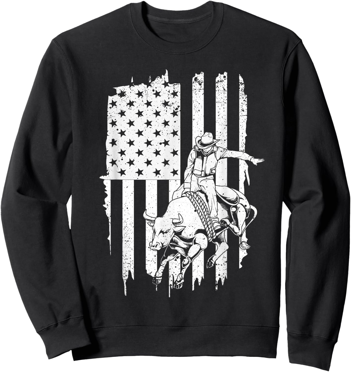 Cool American Rodeo Bull Rider Design Men Women Boys Girls Sweatshirt - Sweatshirt | Black
