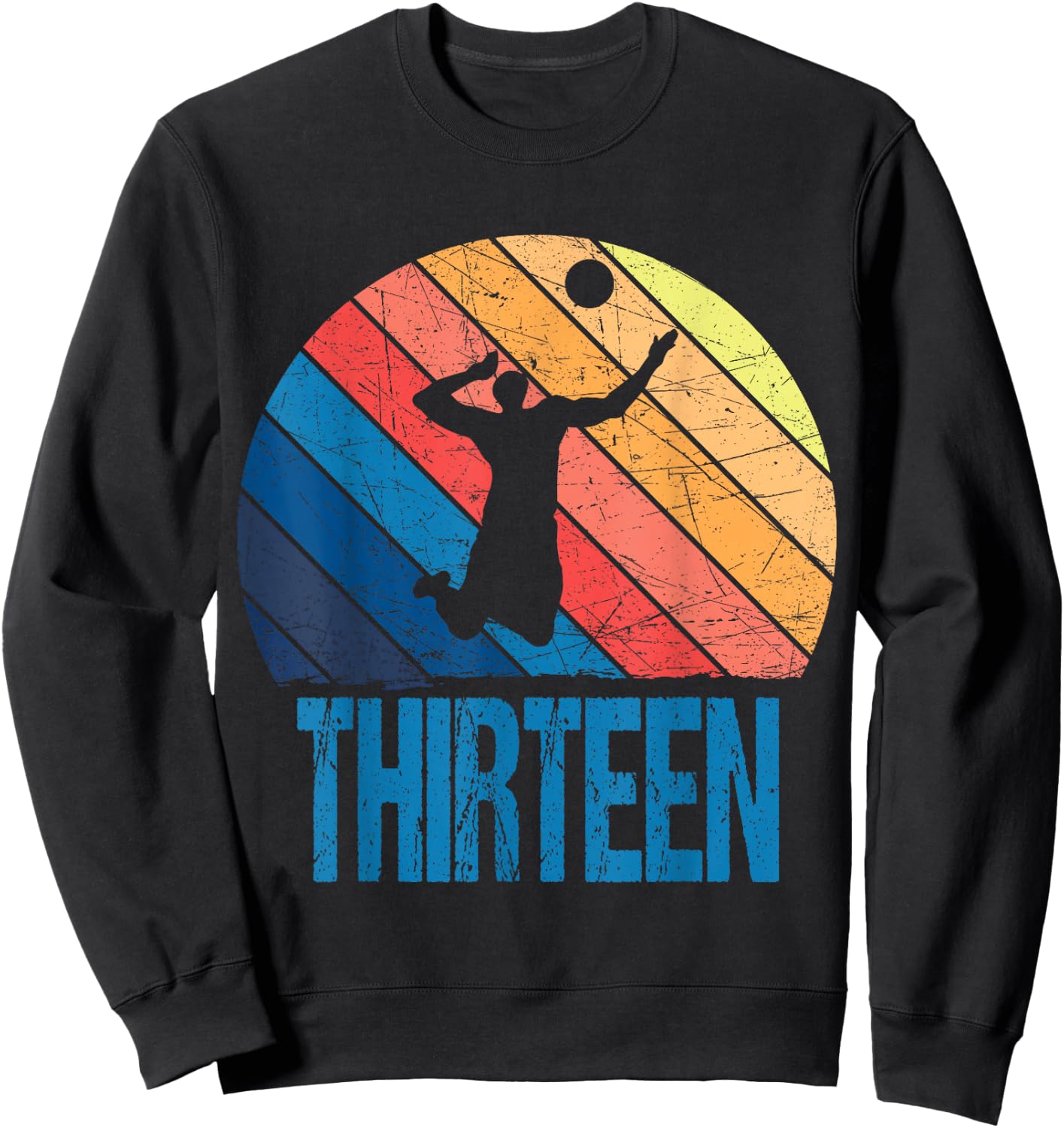 13th Birthday Retro Volleyball 13 Years Old Boy Girl Sweatshirt - Sweatshirt | Black