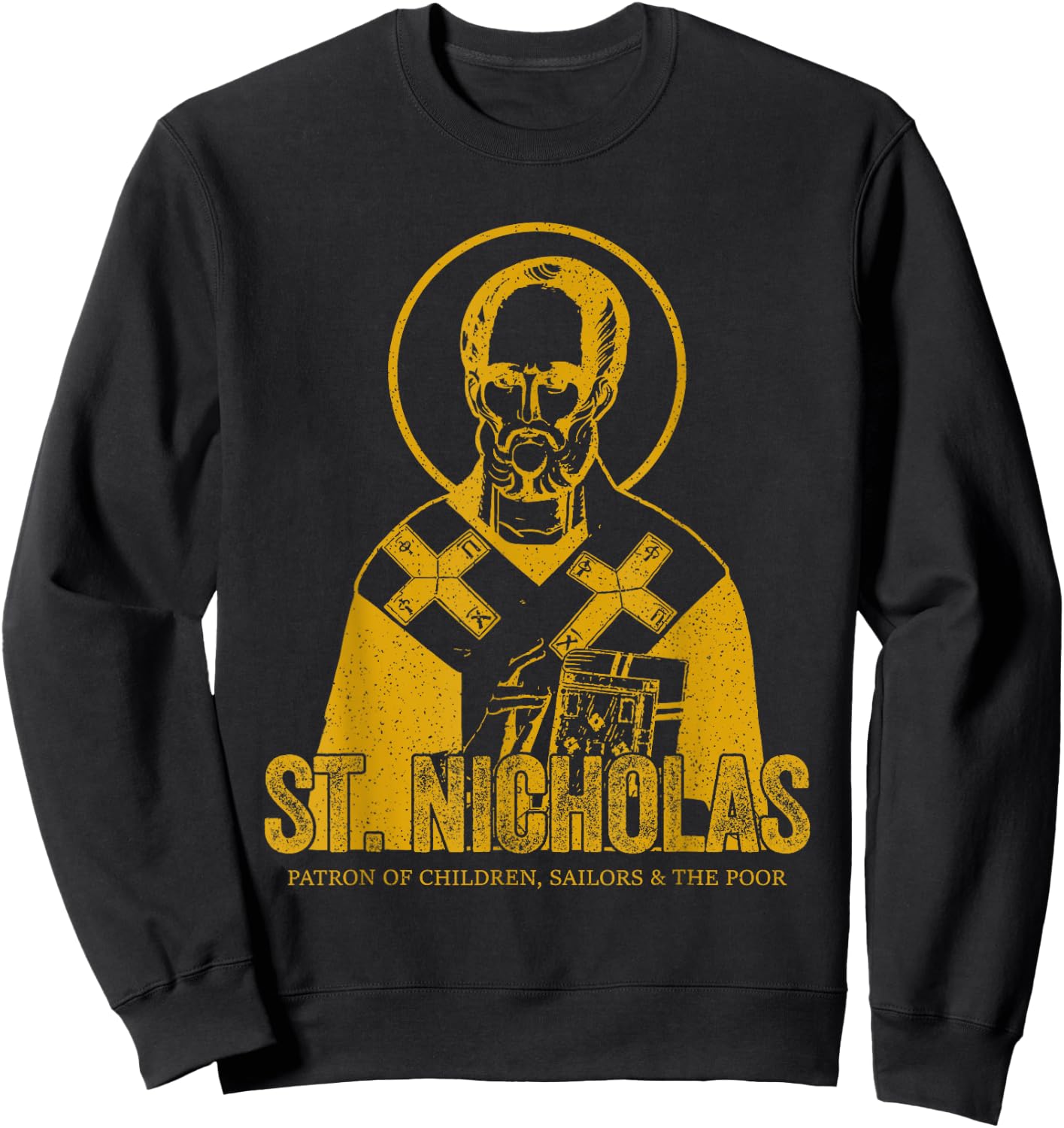 Catholicism Gold St. Nicholas Catholic Christian Saint Sweatshirt - Sweatshirt | Black