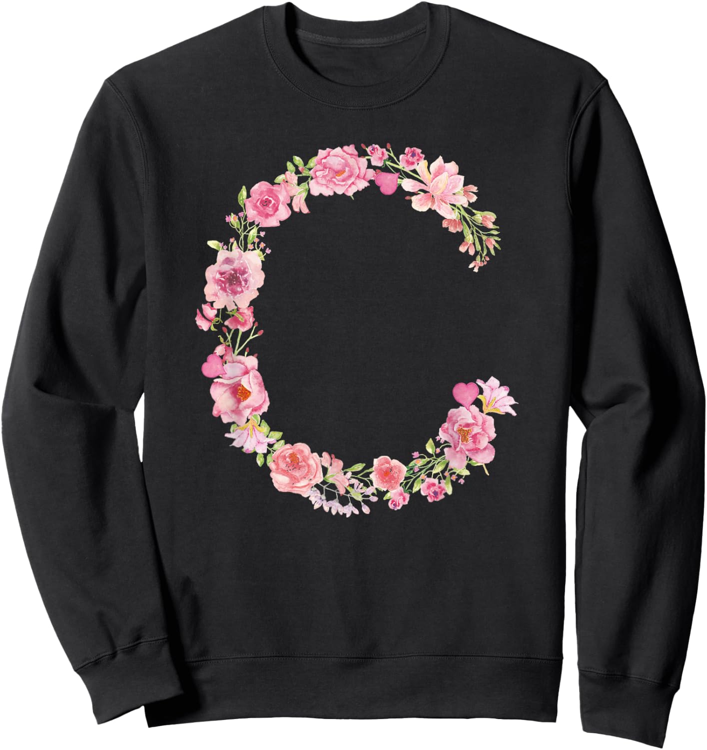 Cool Initial Alphabet Monogram Flowers Gifts Floral Letter C Sweatshirt - Sweatshirt | Black
