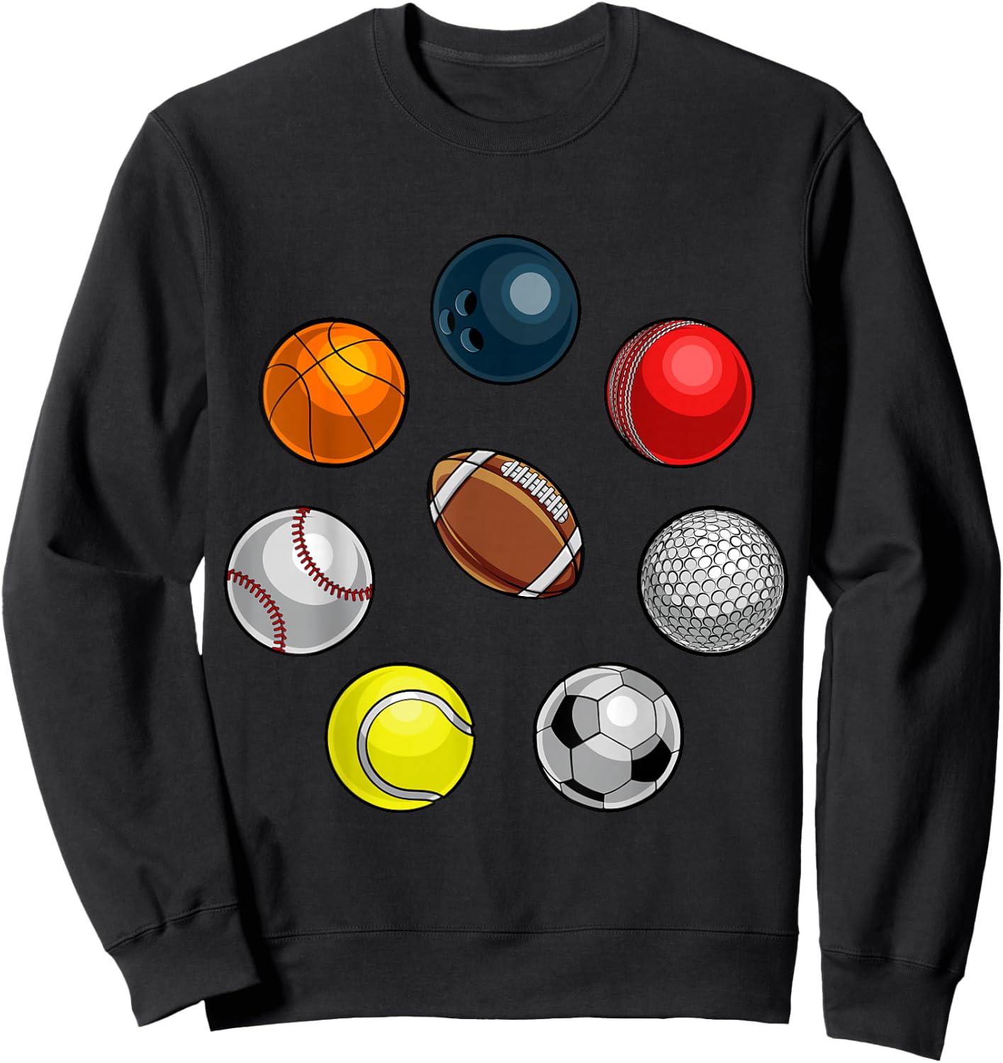 Cartoon Sports Balls Design Sweatshirt - Sweatshirt | Black