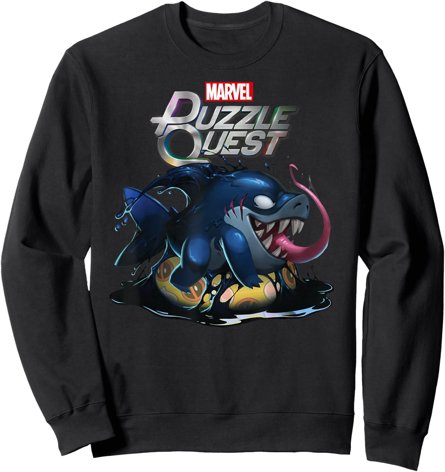 Marvel Puzzle Quest Jeff Land Shark Jeffrey Symbiote Floatie Sweatshirt - Sweatshirt | Black