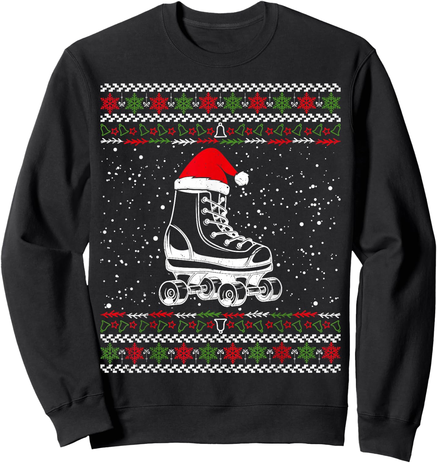 Roller Skating Ugly Christmas Sweater Sport Lover Matching Sweatshirt - Sweatshirt | Black