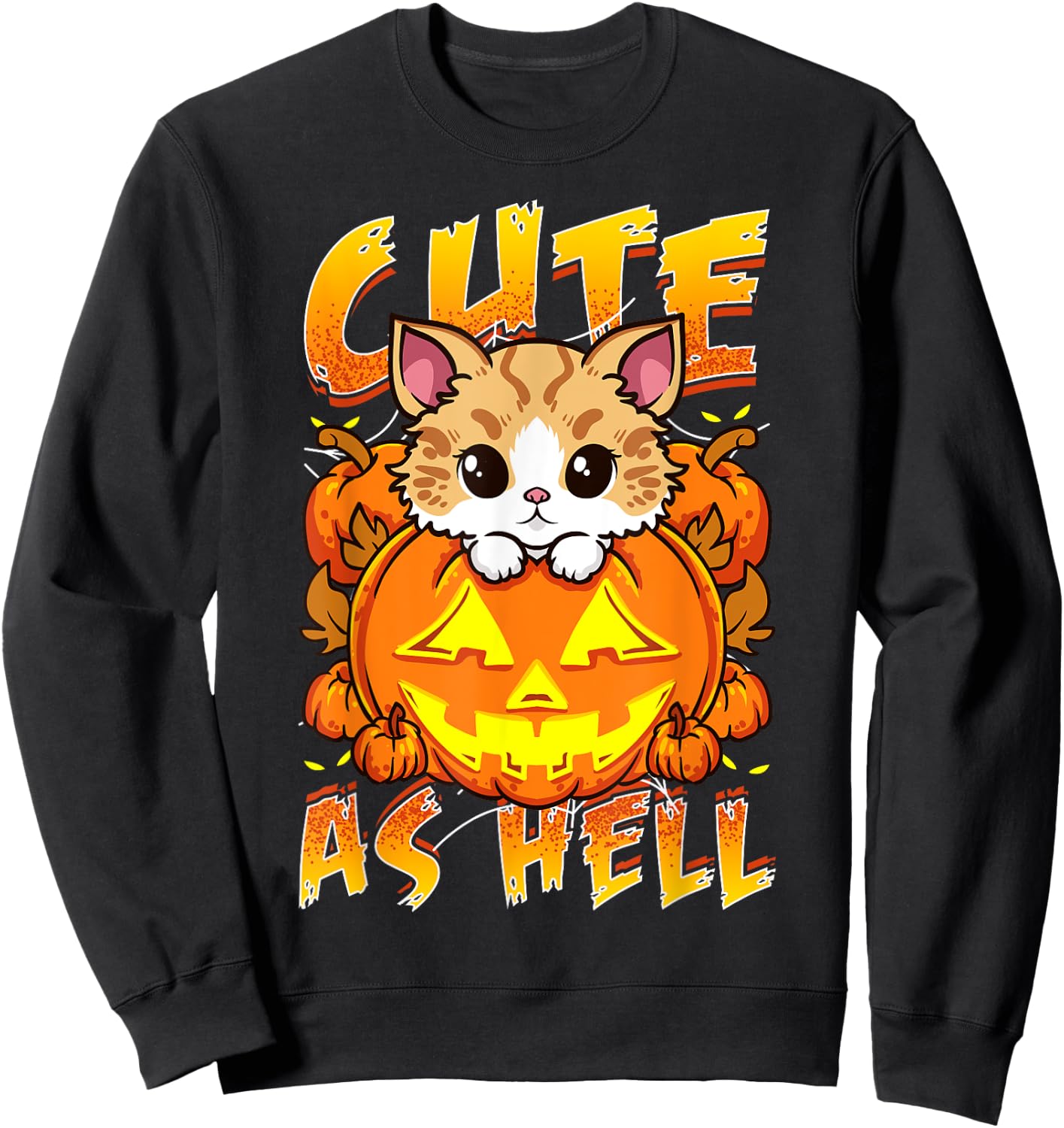 Cute as Hell Cat Lovers Halloween Sweatshirt - Sweatshirt | Black