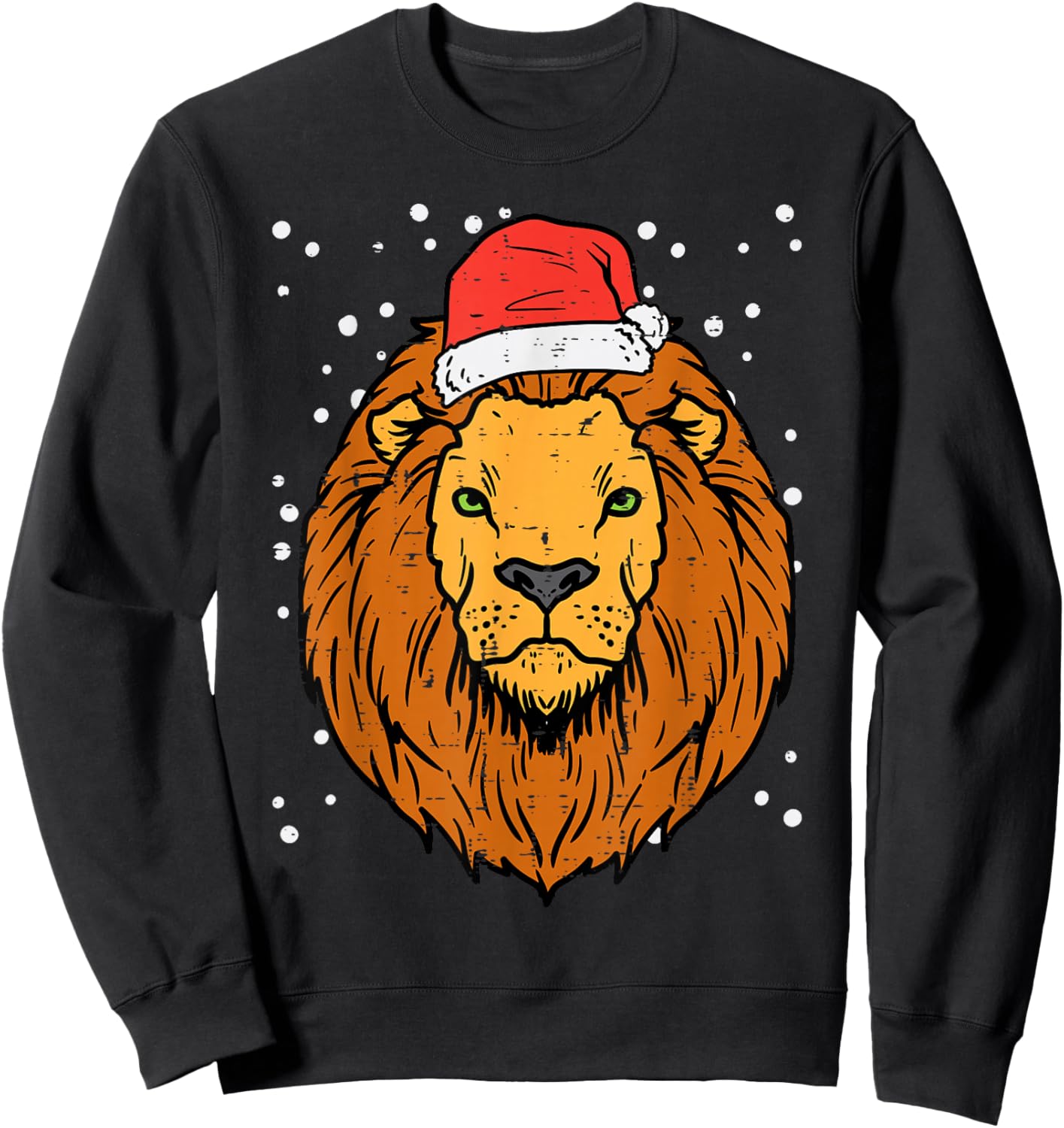 Christmas Lion Santa Animal Xmas Men Women Boys Girls Kids Sweatshirt - Sweatshirt | Black