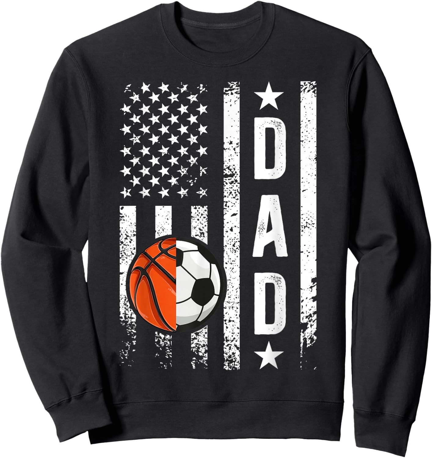 Basketball Soccer Dad US Flag Soccer Basketball Father Sweatshirt - Sweatshirt | Black