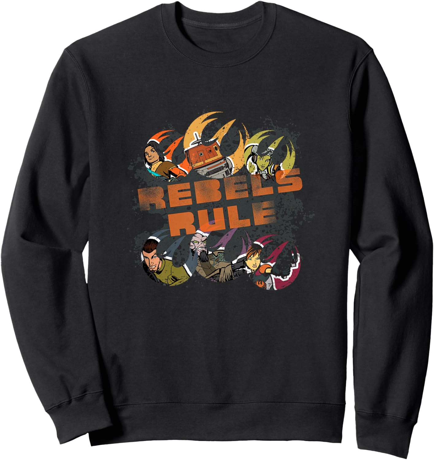 Star Wars Rebels Distressed Characters Showcases Logo Sweatshirt - Sweatshirt | Black