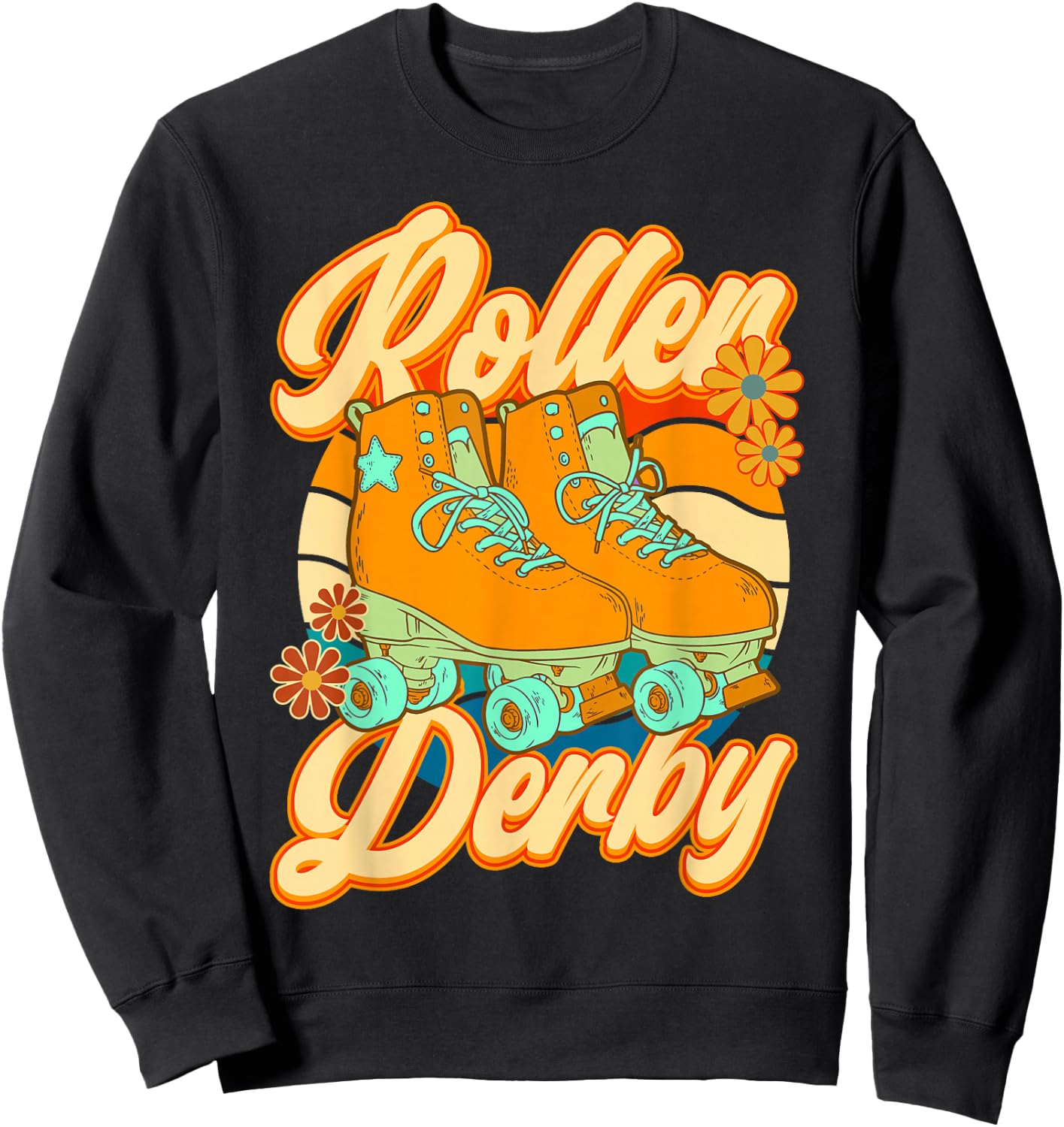 Roller Skating Roller Derby Skate Girl 70s Retro Sweatshirt - Sweatshirt | Black