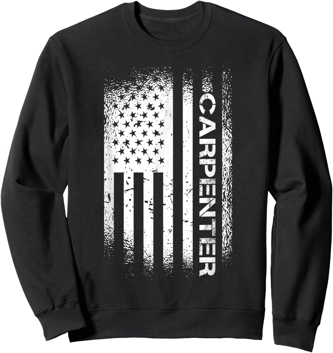 Patriotic Carpenter With American Flag Sweatshirt - Sweatshirt | Black