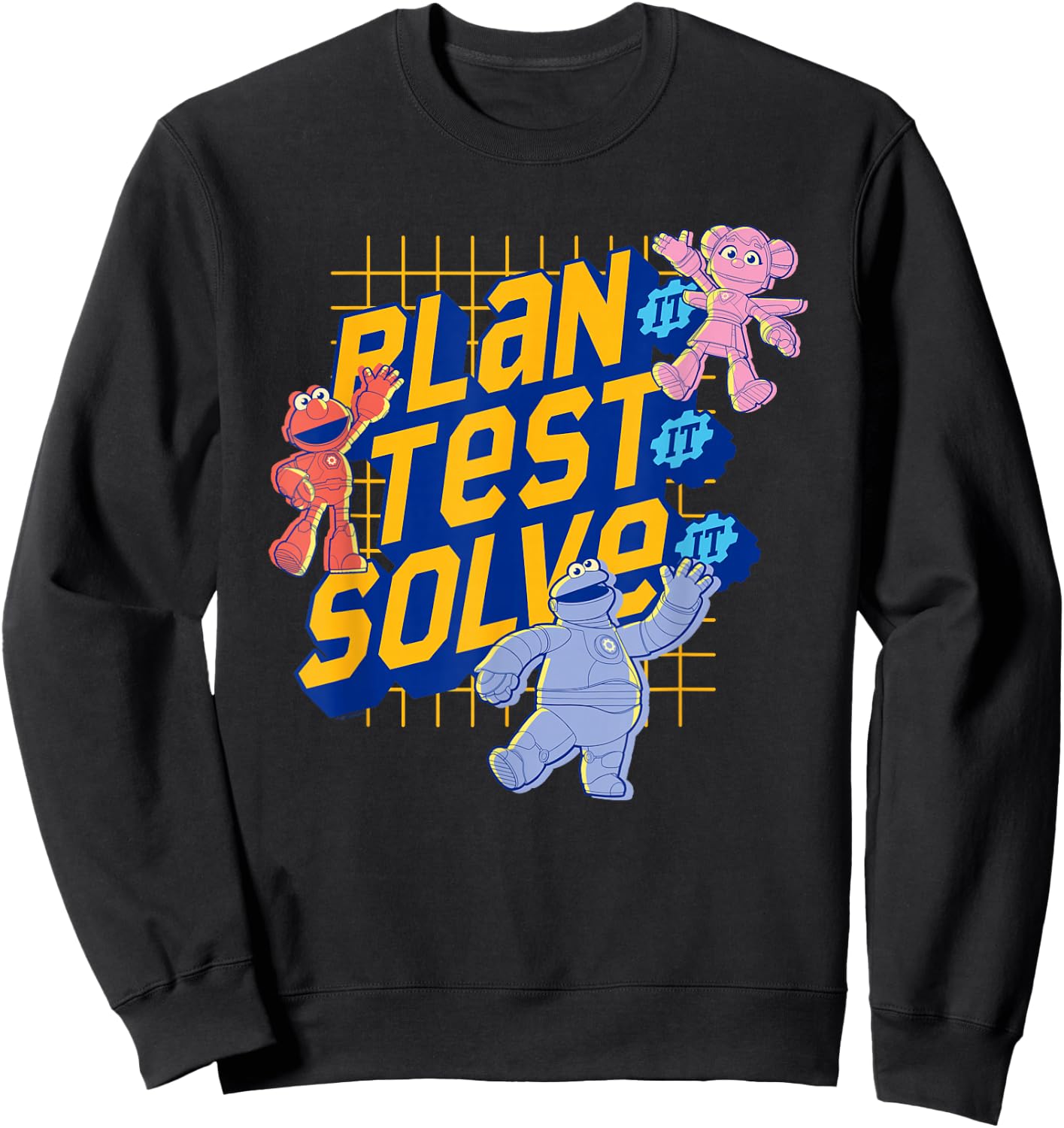 Sesame Street Mecha Builders Plan It, Test It, Solve It Sweatshirt - Sweatshirt | Black