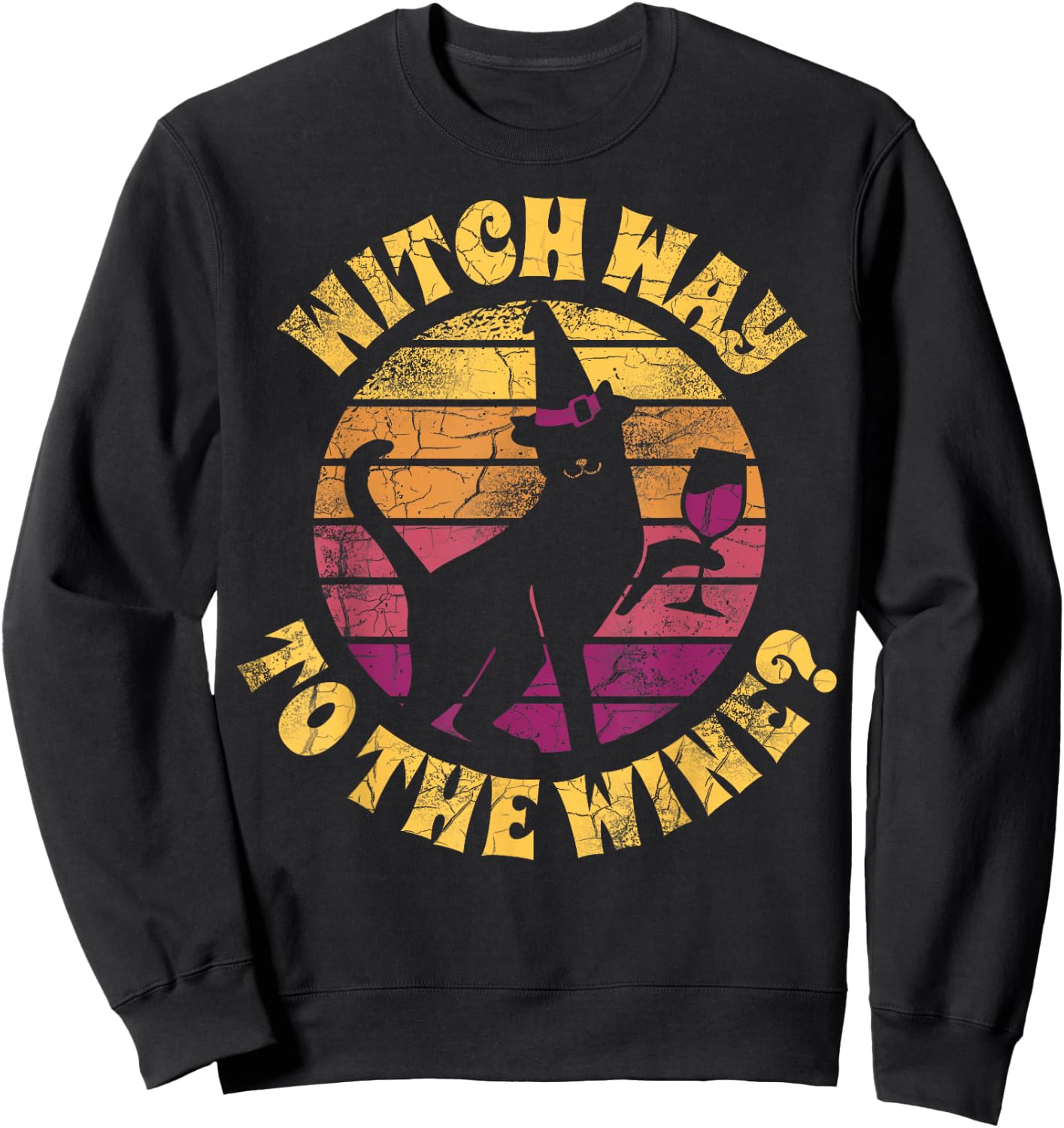 Funny Witch Way To The Wine Sweatshirt - Sweatshirt | Black