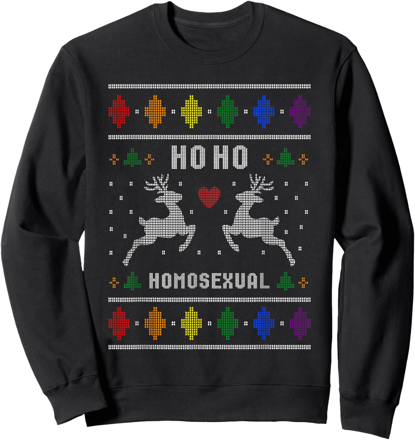 Ho Ho Homosexual Gay Xmas Pride Ugly Christmas Sweater 2024 Sweatshirt - Sweatshirt | Black