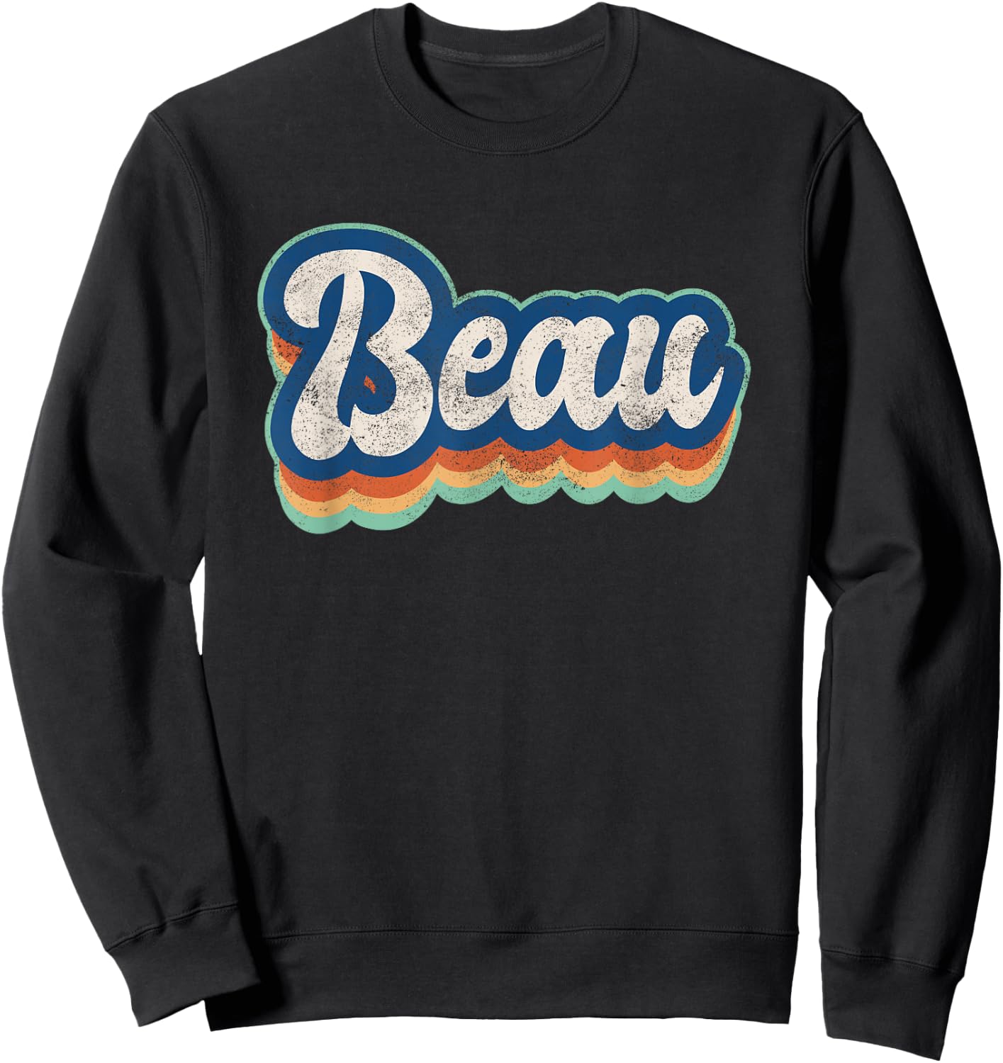 Beau First Name Boy Vintage Style 70s 80s Personalized Sweatshirt - Sweatshirt | Black