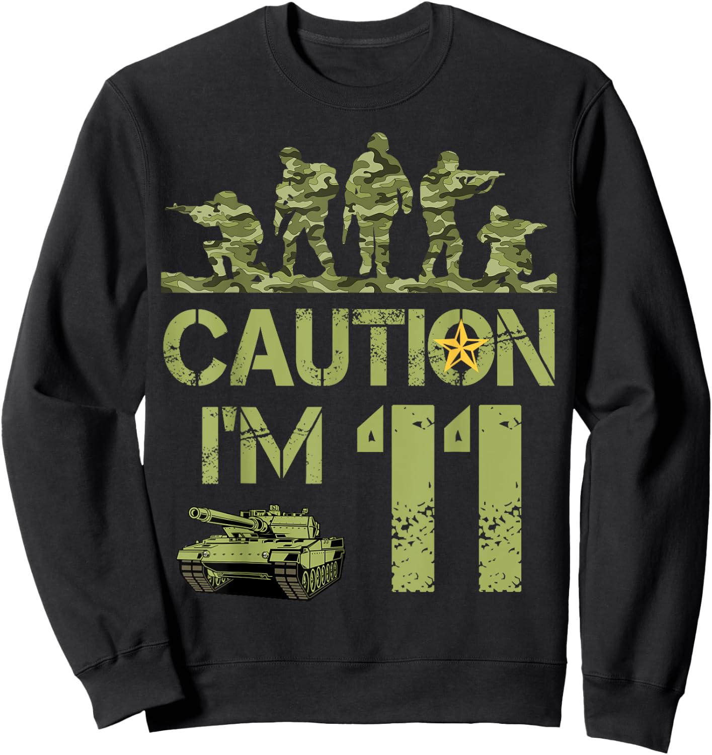 11th Birthday Military I'm 11 Year Old Soldier Camo Birthday Sweatshirt - Sweatshirt | Black