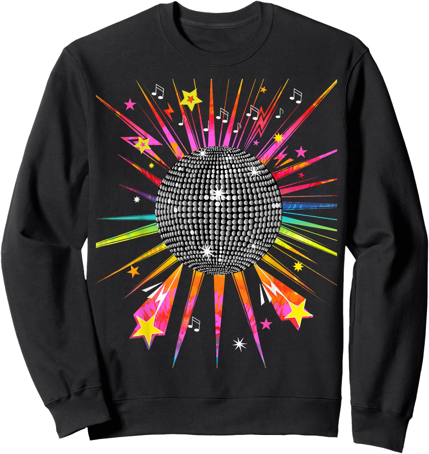 Little Hell's Kitchen Studio Disco Ball 1970's Tie Dye Vintage Retro Dance Party Costume , Black Sweatshirt - Sweatshirt | Black