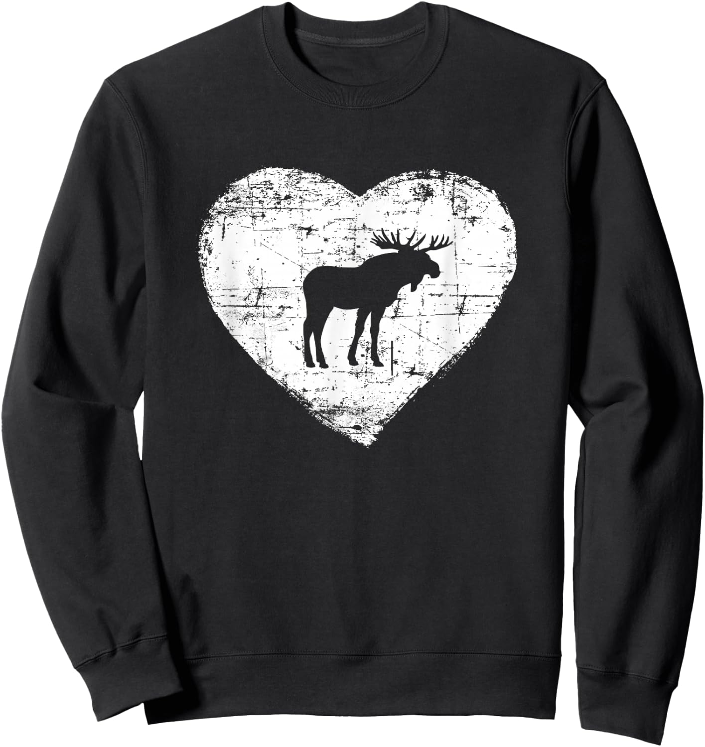 Love Moose Shirt | Moose Heart Sweatshirt - Sweatshirt | Black