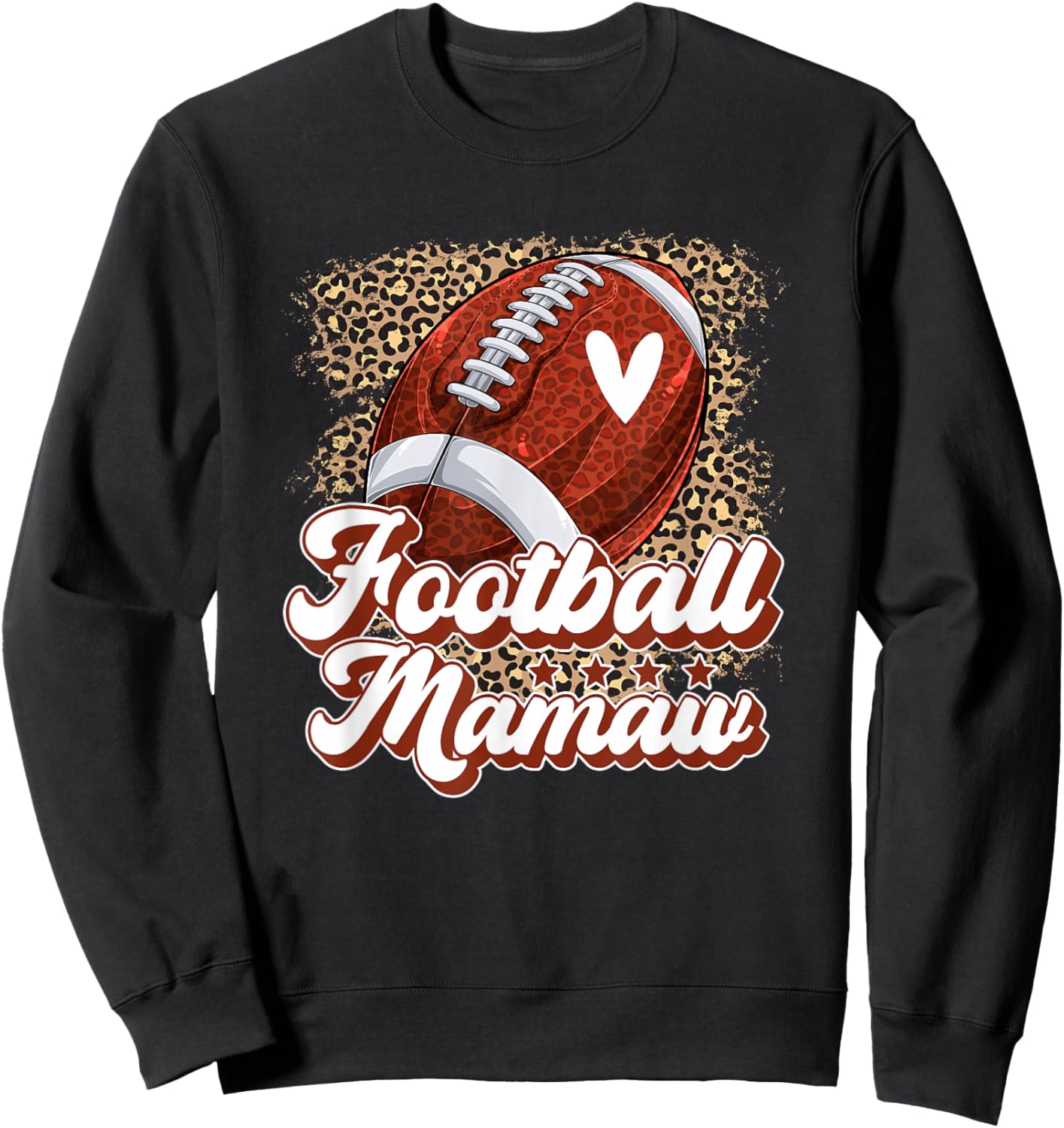 Football Mamaw Grandma Mamaw Of A Football Player Leopard Sweatshirt - Sweatshirt | Black