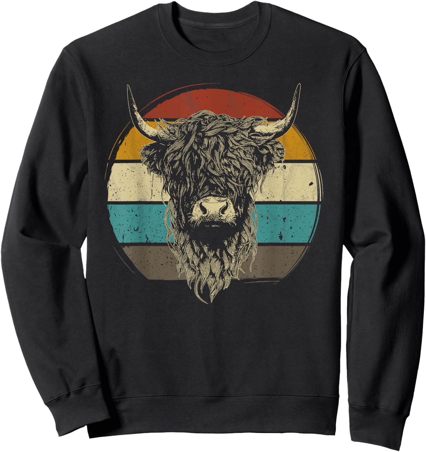 Scottish Highland Cow Cattle Hairy Cow Retro for cow lovers Sweatshirt - Sweatshirt | Black