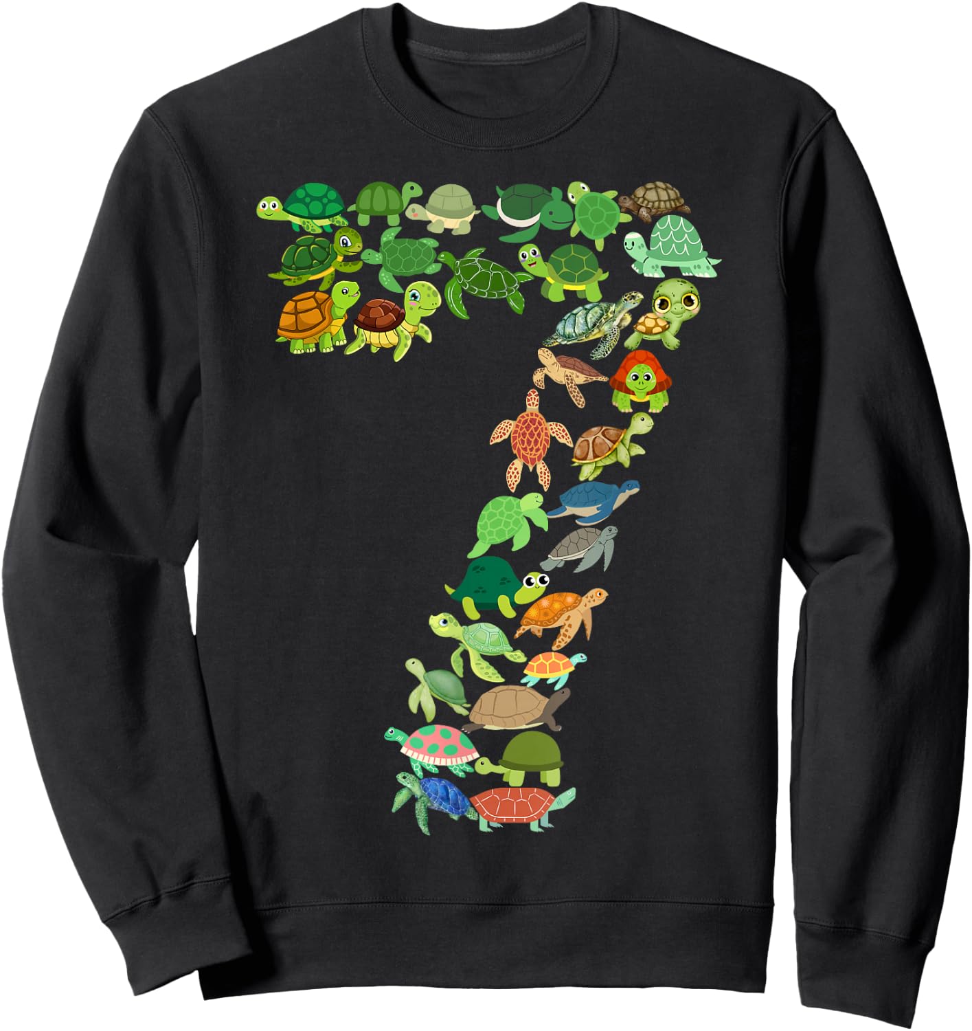 Kids 7th Birthday Sea Turtle Tortoise Themed 7 Years Old Boy Sweatshirt - Sweatshirt | Black