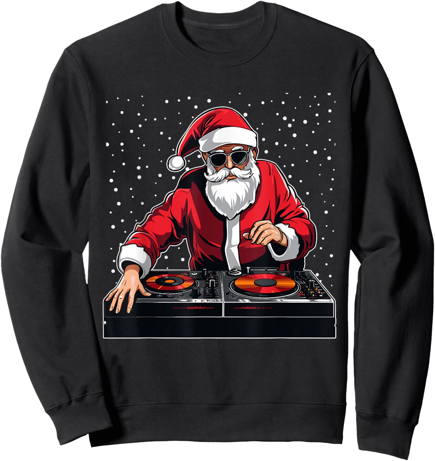 Dj Santa Singing Christmas Pajama Disc Jockey Music Lover Sweatshirt - Sweatshirt | Black