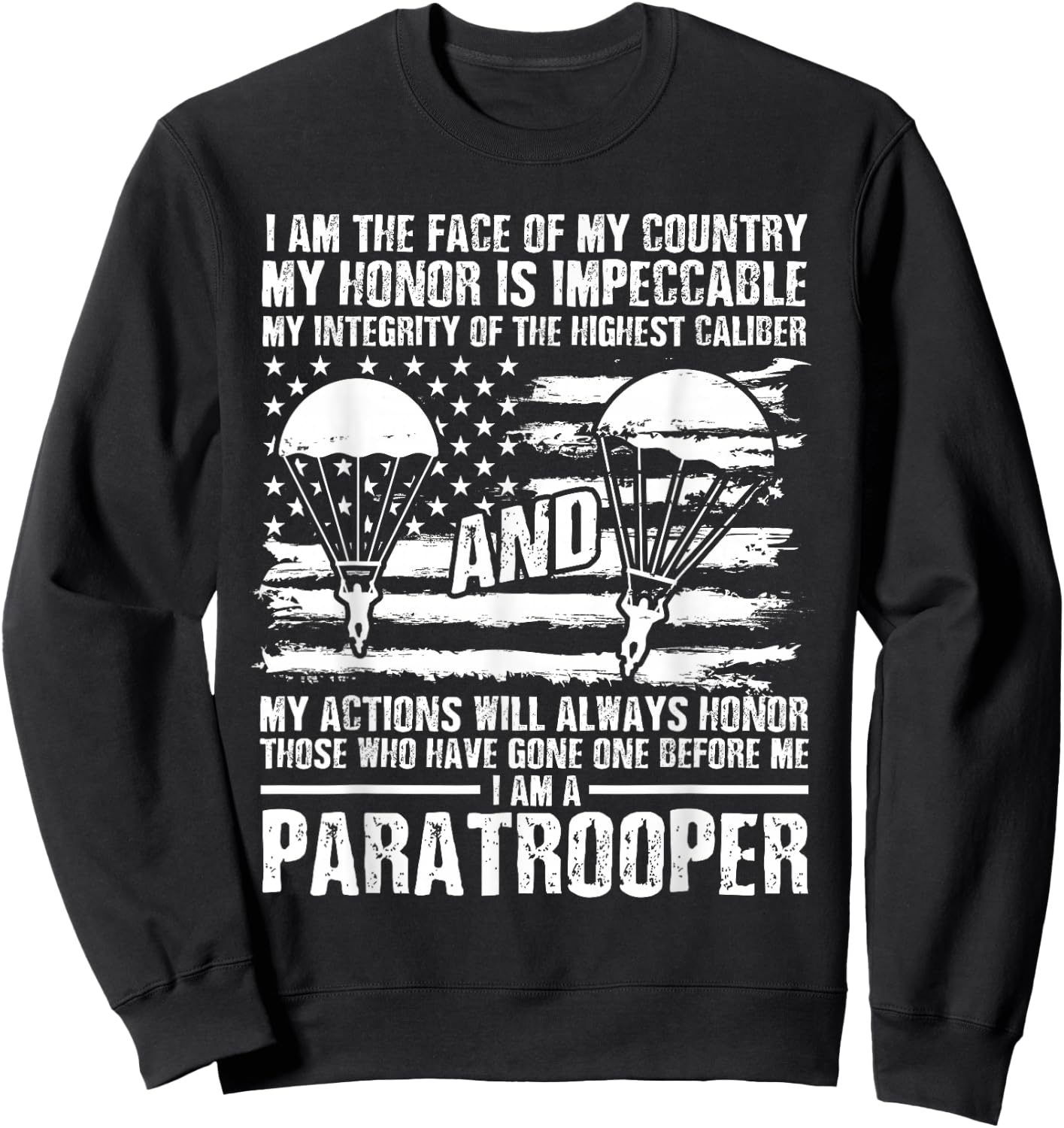 Paratrooper 82nd Airborne Division Veterans Day Soldier Sweatshirt - Sweatshirt | Black