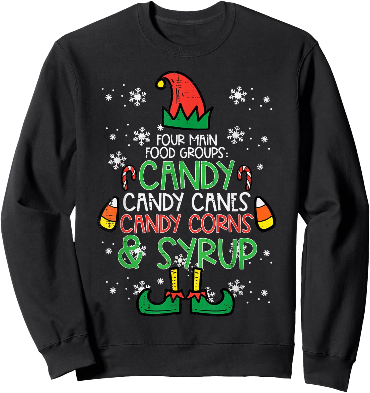 Christmas Food Groups Funny Xmas Candy Cane Men Women Kids Sweatshirt - Sweatshirt | Black