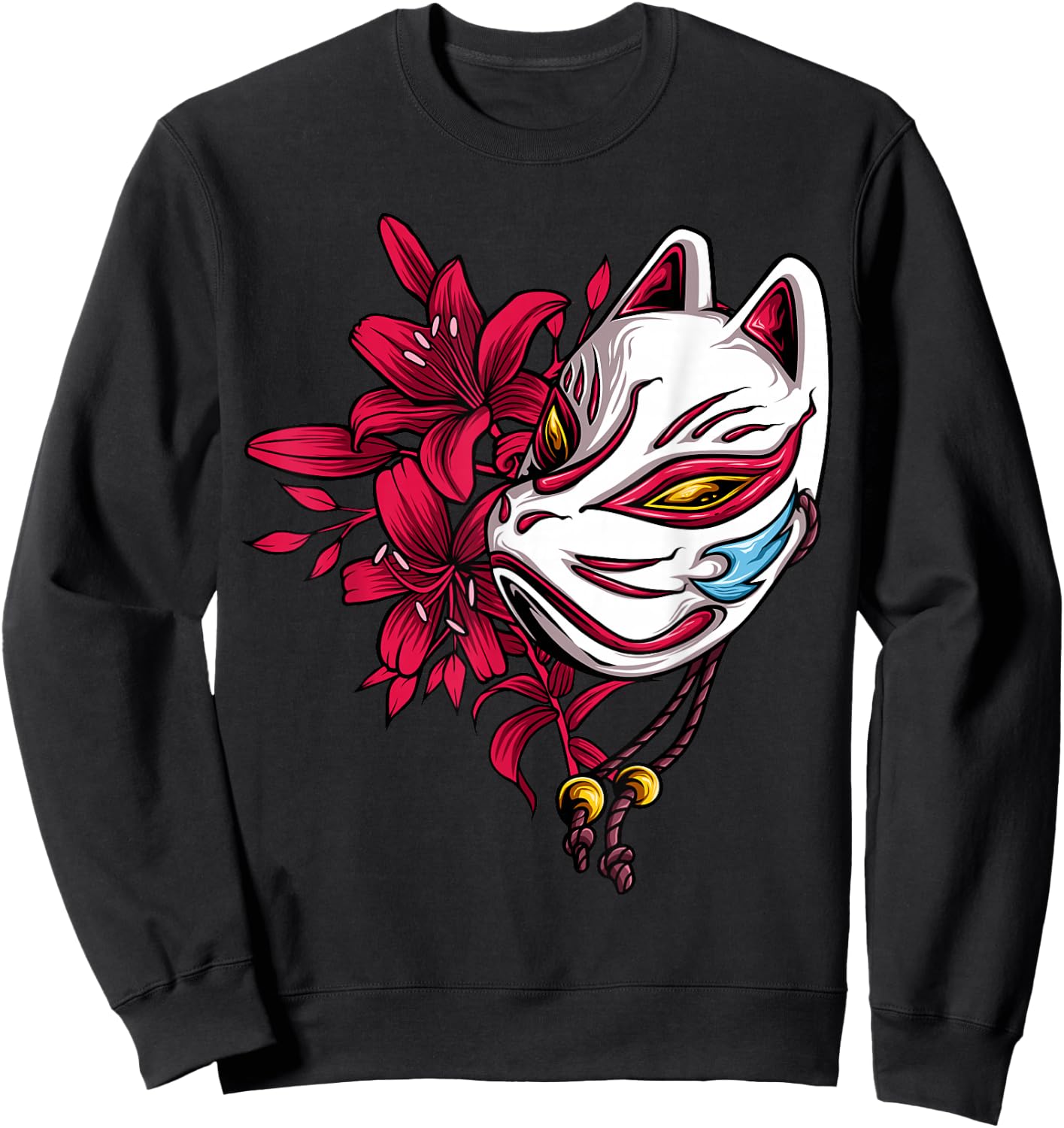 Kitsune the Japanese Nine Tailed Fox Sweatshirt - Sweatshirt | Black