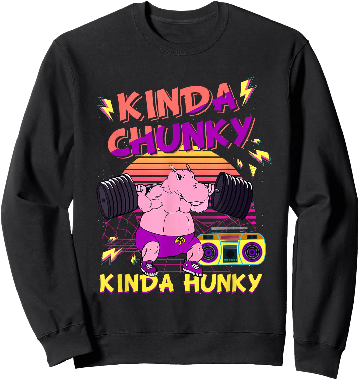 Kinda Chunky & Kinda Hunky Bodybuilding Gym Fitness Sweatshirt - Sweatshirt | Black