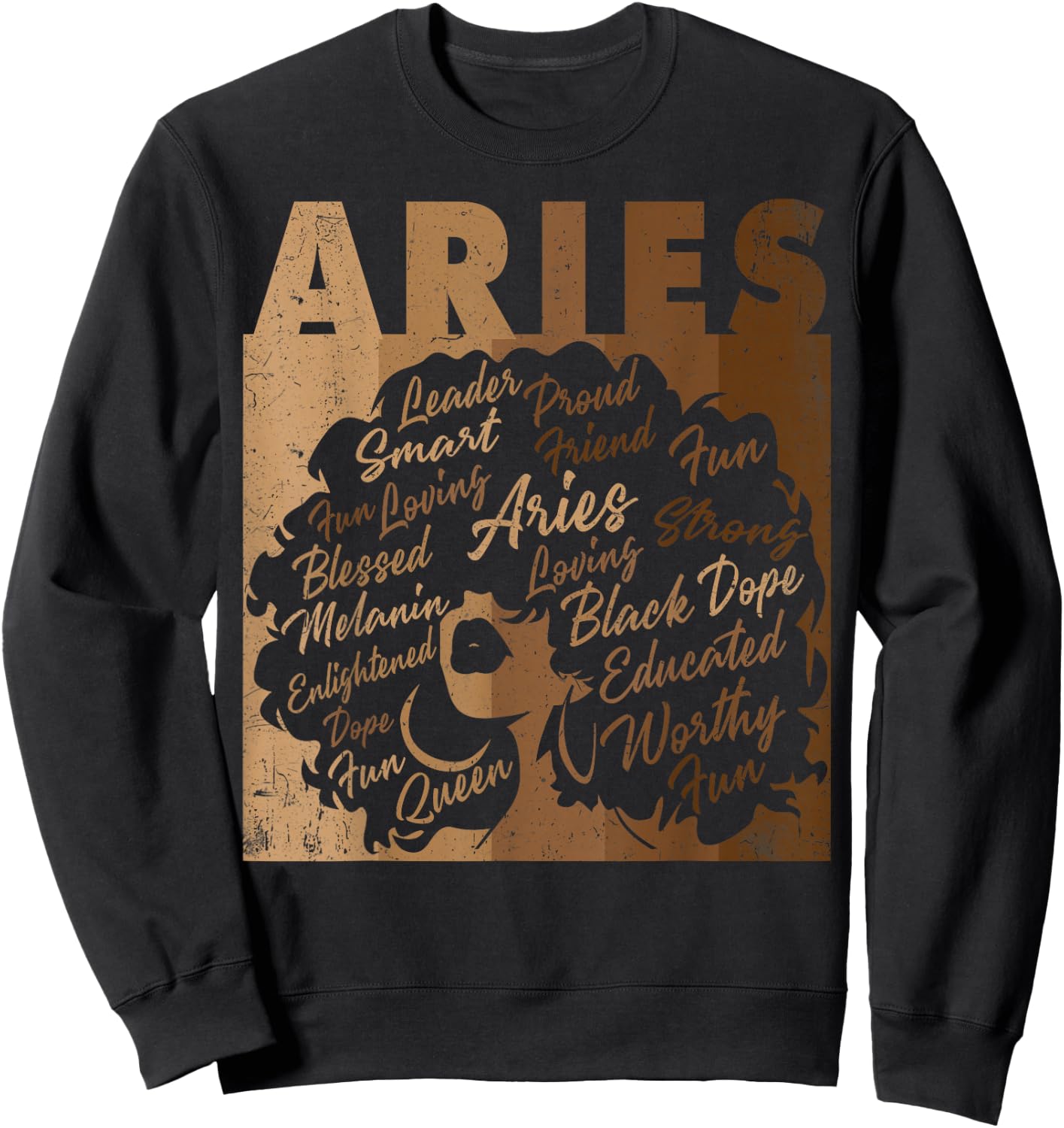 Aries Girl African American Women Melanin Birthday Sweatshirt - Sweatshirt | Black