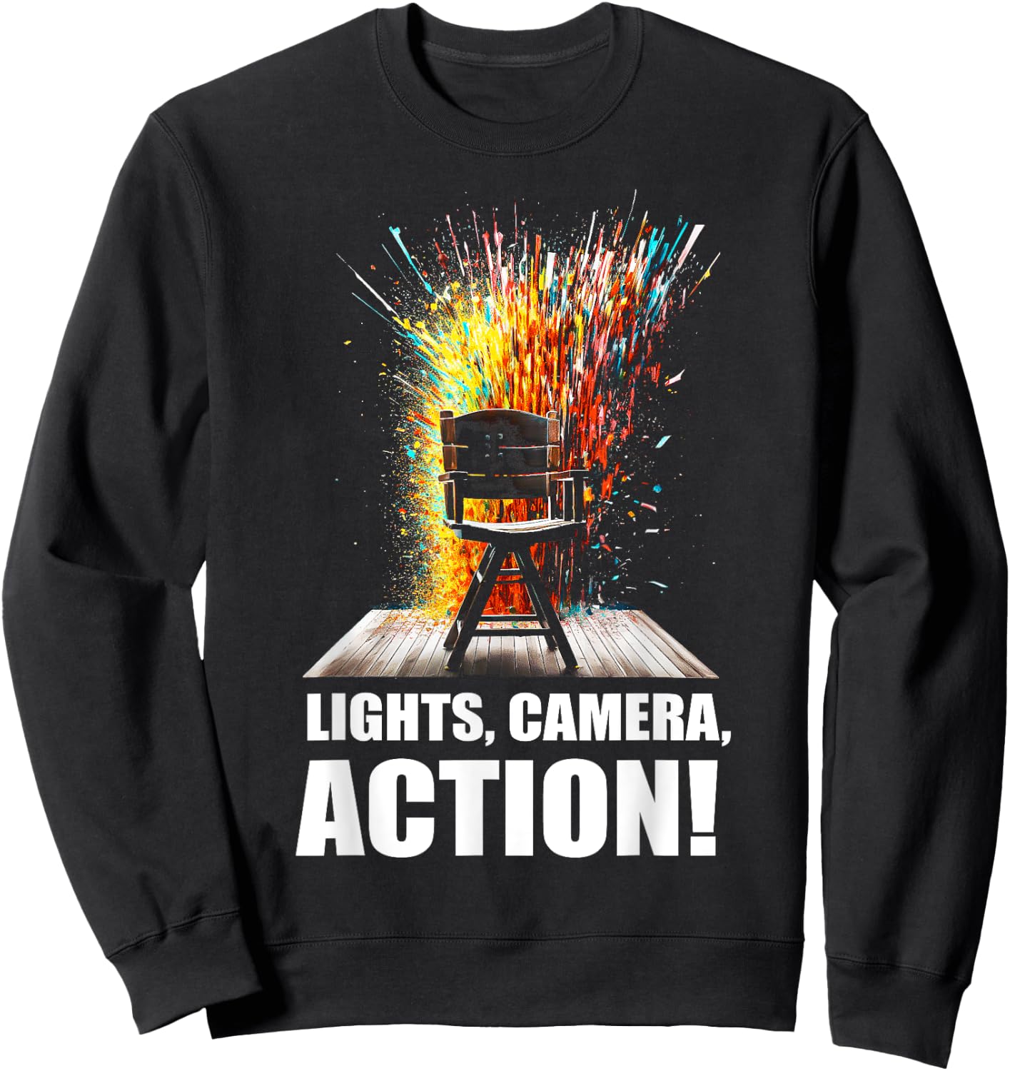 Lights Camera Action Movie Director Movie Clapper Board Sweatshirt - Sweatshirt | Black