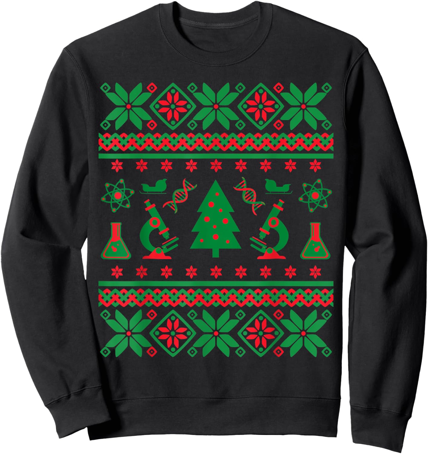 Science Ugly Christmas Sweater - DNA, Chemistry Biology, PCR Sweatshirt - Sweatshirt | Black