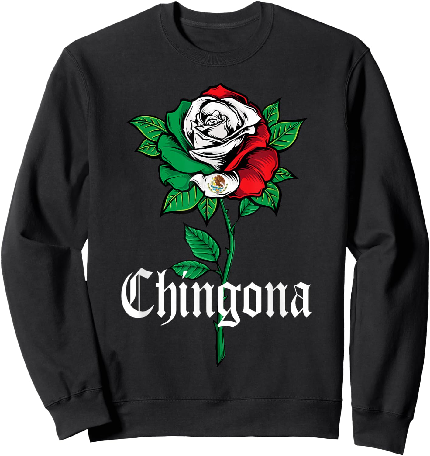Chingona Shirt Women Girl Teen Mexico Mexican American Flag Sweatshirt - Sweatshirt | Black