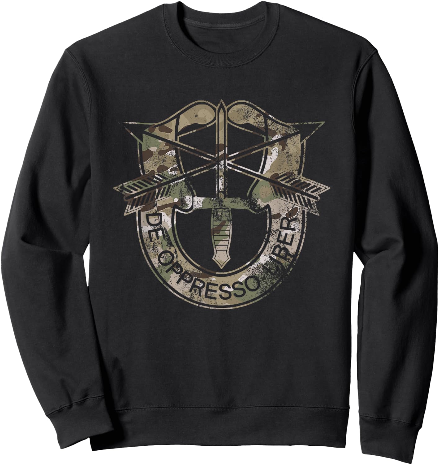 US Special Forces De Oppresso Liber Retro OCP Camo Multicam Sweatshirt - Sweatshirt | Black