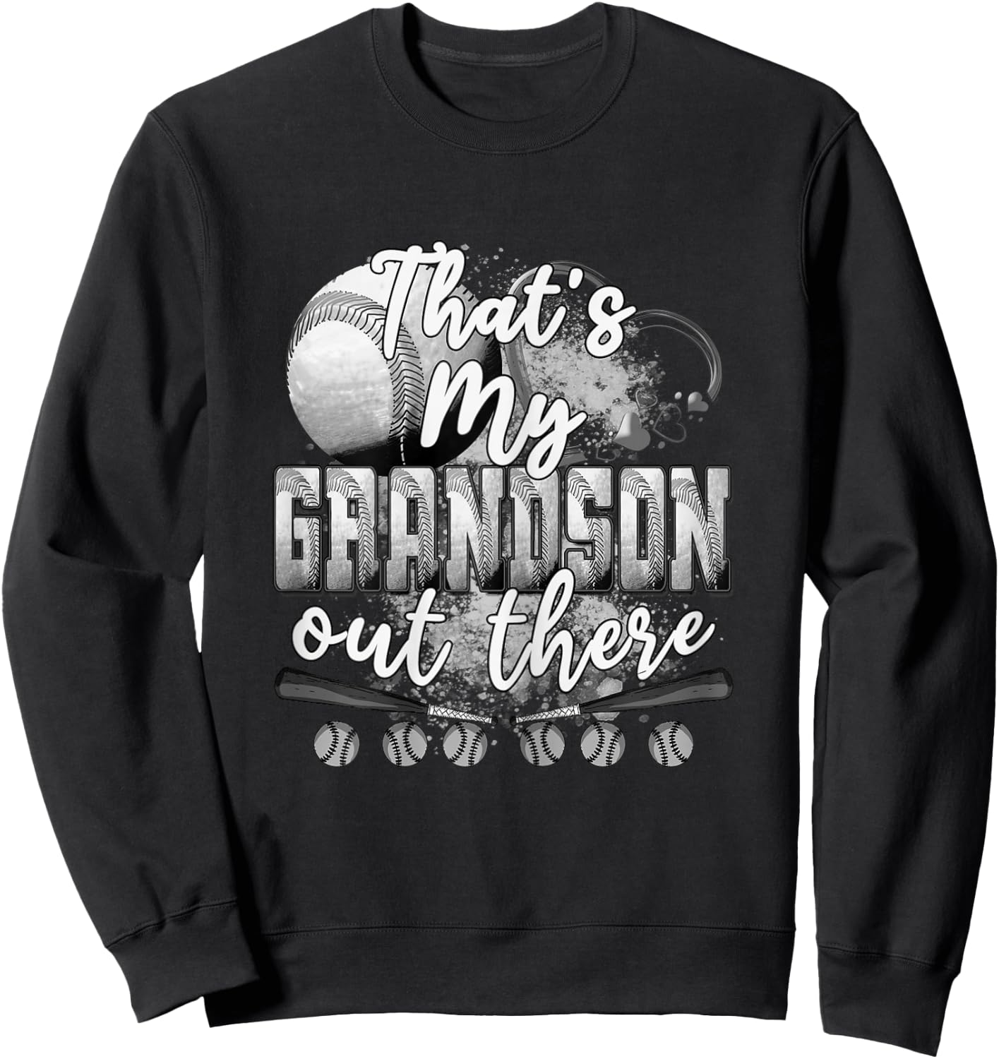 That's My Grandson Out There Gifts Women Baseball Grandma Sweatshirt - Sweatshirt | Black