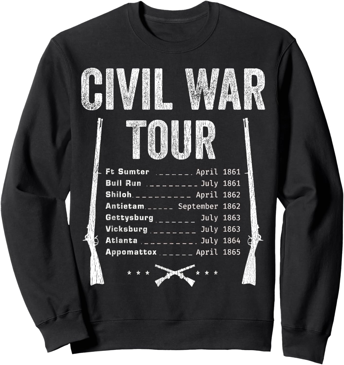 American Civil War Tour Battle Dates Reenactment Gettysburg Sweatshirt - Sweatshirt | Black