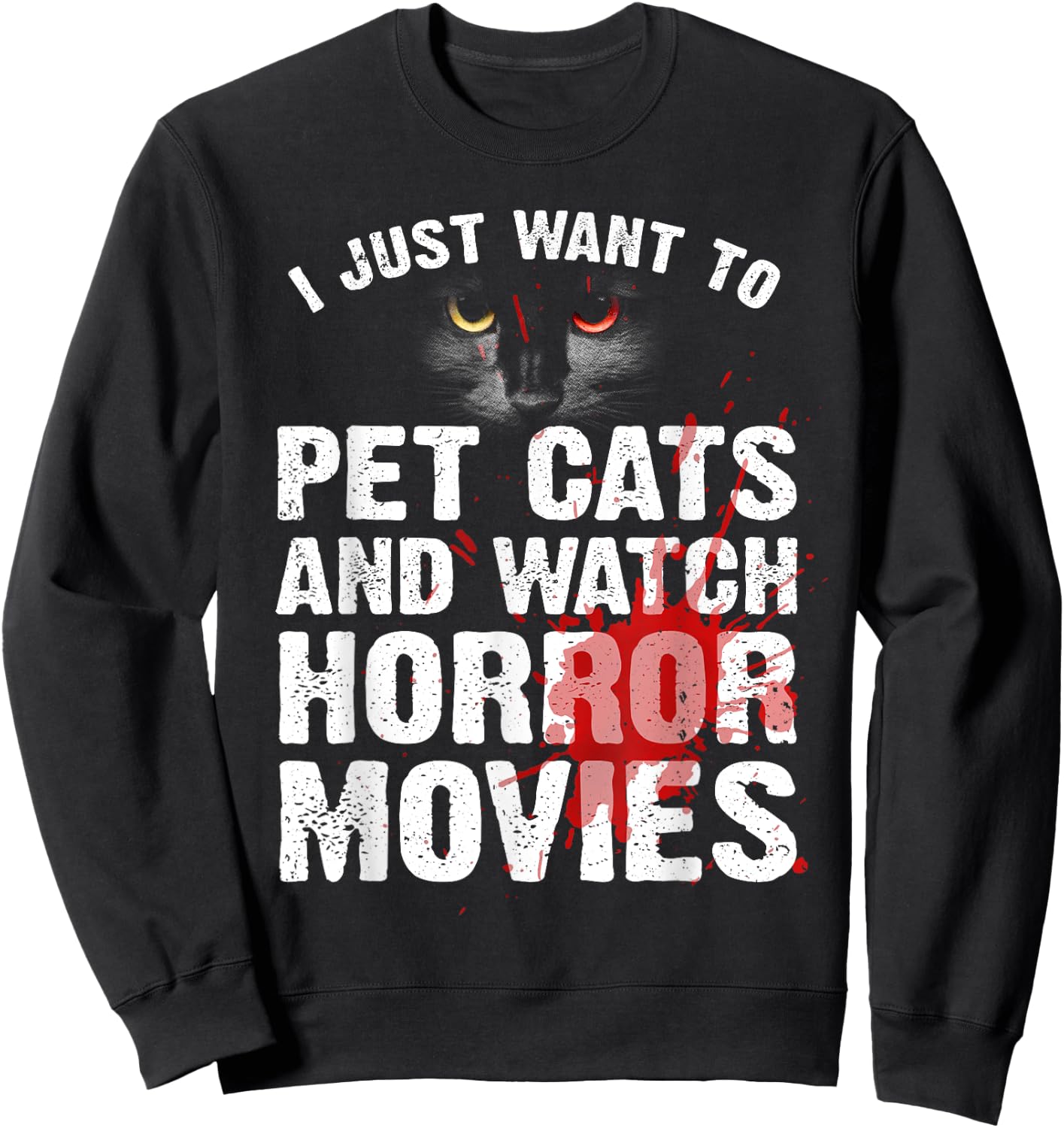 Funny Horror Movie Women Cat Lover Halloween Movie Sweatshirt - Sweatshirt | Black