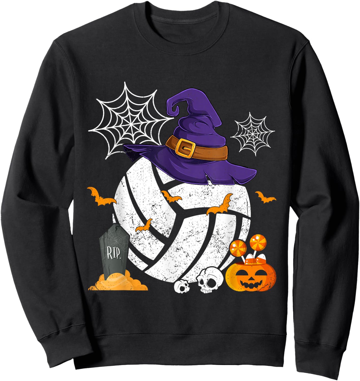 Funny Witch Volleyball Halloween Costume Volleyball Lover Sweatshirt - Sweatshirt | Black