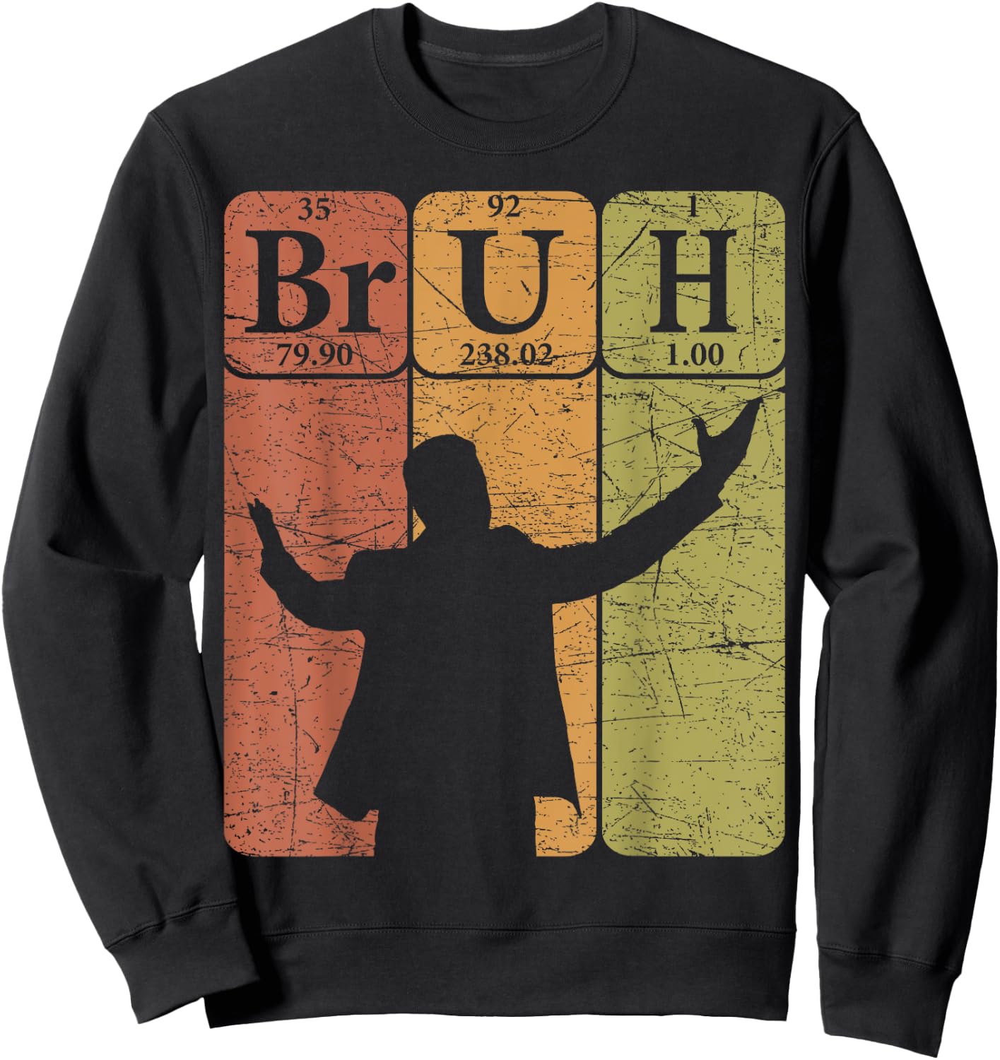 Bruh Periodic Table Elements Bro Slang Bruh Meme Vintage Sweatshirt - Sweatshirt | Black