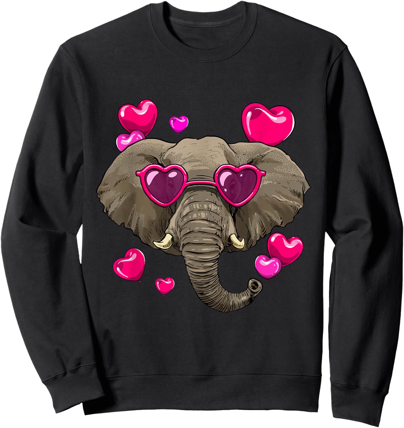 Valentines Day Elephant Heart Love Couples Elephant Lover Sweatshirt - Sweatshirt | Black